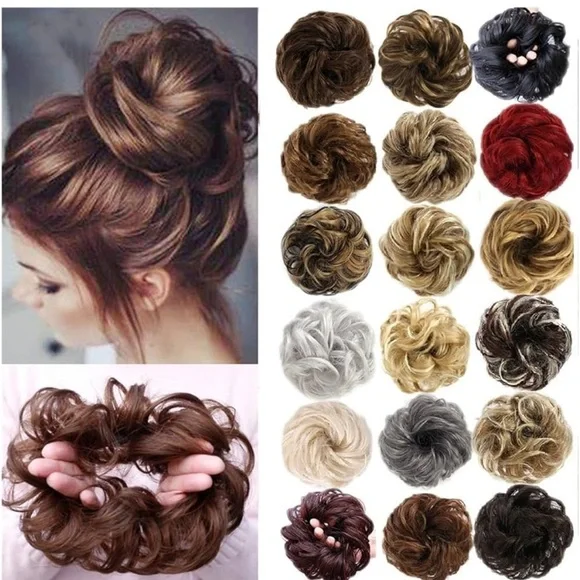 Qunlinta Messy Hair Bun Thick Updo Scrunchies Ponytail Extension blonde - Picture 5 of 8
